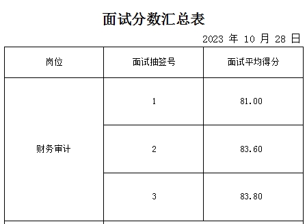 泰安市泰山城建投資有限公司面試成績公示